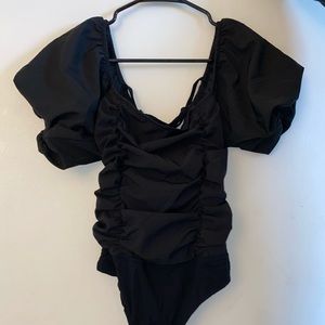 Puff Sleeve Tie Back Bodysuit